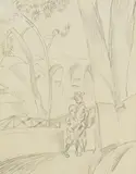August Macke, Knaben in südlicher Landschaft, 1914, Pencil drawing