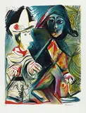 Le Clown et l'arlequin by Pablo Picasso, 1970, Offset lithograph in colours, sold Dec 2006