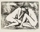 Otto Mueller, Zwei sitzende Mädchen 2 (Hockende Akte), 1921, Lithograph