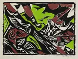 Lofotenlandschaft by Ernst Wilhelm Nay, 1938, Farbholzschnitt auf Velin, sold Dec 2006