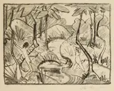 Otto Mueller, Zwei Figuren am Waldbach 2 (Waldlandschaft), 1921, Lithograph