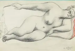 Nu couchée by Le Corbusier, 1932, Pencil drawing, sold Dec 2006