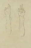 Zwei Studien einer Schwurhand by Gustav Klimt, 1903, Pencil drawing, sold Dec 2006