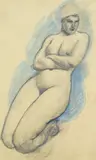 Alfons Walde, Knieende mit verschränkten Armen, 1918, Pencil drawing