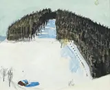 Alfons Walde, Landschaft in der Dämmerung, 1925, Gouache