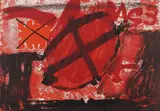 Antoni Tàpies, Cercle rouge, 1976, Etching and aquatint in colours