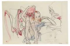 Mädchen und Tod by Horst Janssen, 1984, Watercolour, sold Dec 2006
