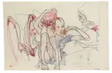 Horst Janssen, Mädchen und Tod, 1984, Watercolour