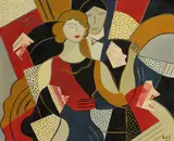 Helena Riedel, Elegantes Paar, 1930, Oil