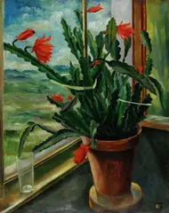 Willi Hofferbert, Weihnachtskaktus, 1927, Oil on cardboard