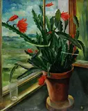 Willi Hofferbert, Weihnachtskaktus, 1927, Oil on cardboard