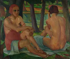 Das Bad im Walde by Hermann Mühlen, 1931, Oil on canvas, sold Dec 2006
