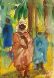 Pol (Paul Ernst Karl) Cassel, Algerisches Paar im Palmenhain, 1930, Watercolour