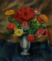 Georg Breitwieser, Stillleben mit Blumenvase, 1920, Oil on canvas