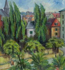 Otto Wachsmuth, Darmstädter Stadtansicht, 1920, Oil on cardboard