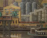 Heinrich Rüter, Industrielandschaft Duisburger Hafen, 1920, Oil