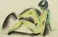 Josef Eberz, Sitzender weiblicher Akt, 1916, Coloured chalk