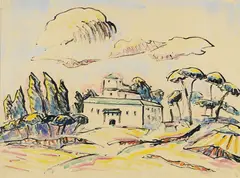 Emil von Gerliczy, Südliche Landschaft, 1914, Watercolour