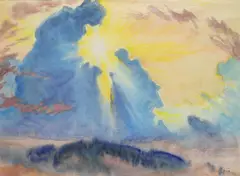 Hans Brasch, Wolkenlandschaft vor strahlender Sonne, 1927, Watercolour