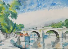 Georg Breitwieser, Seinebrücke, 1926, Watercolour