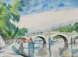 Georg Breitwieser, Seinebrücke, 1926, Watercolour