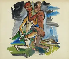 Walter Becker, Zwei Jünglinge, 1922, Watercolour