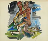 Walter Becker, Zwei Jünglinge, 1922, Watercolour
