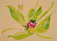 Hermann Finsterlin, Blume mit Fantasietieren, 1922, Watercolour