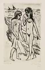 Max Pechstein, Nach dem Bade, 1922/23, Kaltnadel auf Simili-Japan