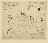 Hans Purrmann, Vier badende Frauen (Sommer), 1918, Drypoint