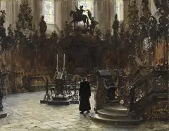 Adolph von Menzel, Das Chorgestühl im Dom zu Mainz, 1869, Watercolour