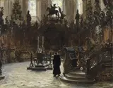 Adolph von Menzel, Das Chorgestühl im Dom zu Mainz, 1869, Watercolour