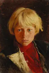 Klavdiy Vasilievich Lebedev, Porträt eines Jungen mit blondem Haar, 1900, Oil on canvas