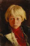 Klavdiy Vasilievich Lebedev, Porträt eines Jungen mit blondem Haar, 1900, Oil on canvas