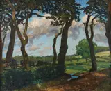 Fritz Overbeck, Bäume an der Aue im Sommerwind