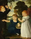 Friedrich von Olivier, Zugeschrieben - Porträt dreier Kinder vor idealer Parklandschaft (Wörlitzer Park), 1815, Oil on canvas