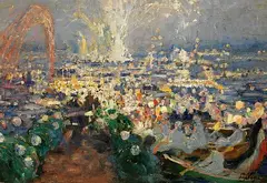 Hugo Vogel, Feuerwerk am Uhlenhorster Fährhaus, 1909, Oil on canvas