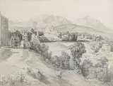 Edmund Kanoldt, Am Calore bei Benevento, 1874, Pencil drawing