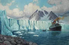 Alexander Kircher, HAPAG Dampfer "Reliance" (oder "Resolute") in der Magdalenenbucht auf Spitzbergen, 1920, Oil on canvas