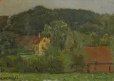 Leopold von Kalckreuth, Häuser bei Hittfeld, 1920, Oil on panel