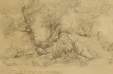 Friedrich Preller d. Ä., Hirtenjungen in der Serpentara bei Olevano, 1861, Pencil drawing