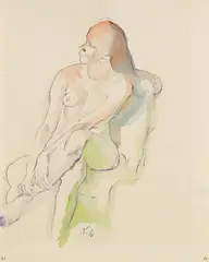 Franz Nölken, Sitzender weiblicher Akt, 1916, Watercolour