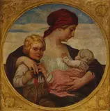 Ludwig von Zumbusch, Mutter mit Säugling und Knaben, 1910, Oil on canvas