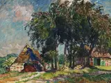 Arthur Illies, Dorfstraße Hedendorf bei Buxtehude, 1915, Tempera