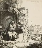 Harmensz. van Rijn Rembrandt, Christus und die Samariterin, 1634, Etching