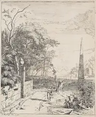 Albert Meyeringh, 12 Bll.: Klassische Landschaften im Hochformat, 1695, Etching