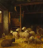 Albert Heinrich Brendel, Schafe im Stall, 1871, Oil on canvas