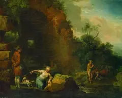 Christian W. E. Dietrich, Umkreis - Pastorale Szene, Oil on canvas