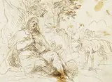 Pietro Testa, Zugeschrieben - Heiliger Rochus mit Hund, 1630, Pen and India ink drawing