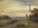 Johann Sperl, Landschaft mit Fuhrwerk, 1910, Oil